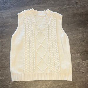 Cream Cable Knit Sweater Vest